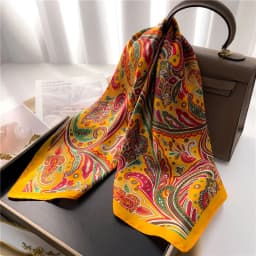 2025 New Paisley Print Small Square Scarf Soft Satin Silk-like Thin Neck Scarf Mature Style Sunscreen Headscarf For Women