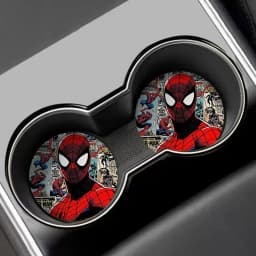 Kawaii Marvel Spider-Man Car Coaster Water Cup Mat Anime Cartoon Car Decoration Non-slip Mat Universal Storage Accessories Gifts