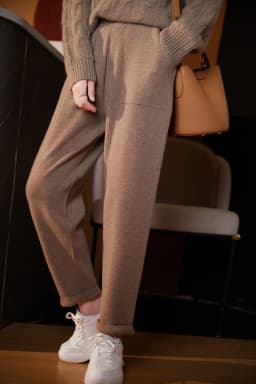 Pure Cashmere Pants with Open Pocket, Feet Show Legs, Casual Harem Pants, Knitted Pants, New, Autumn and Winter