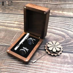 Solid Wood Black Walnut Window Exquisite Cufflink Box Sleeve Nails French Cufflink Collar Clip Box Package Gift Box