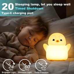 Penguin Night Light, Animal Themed Squishy Silicone Nursery Lamp with Dimming Timing, USB Rechargeable Bedside Nightlight