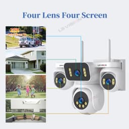 LS VISION 20MP 12X Optical Zoom Four Screens AOV 4G Solar Camera Outdoor 4-Lens 24/7 Video Recording Auto Tracking CCTV Cameras