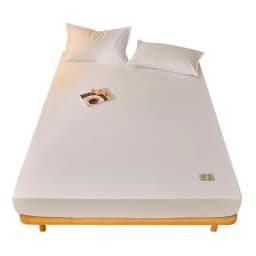 100% Cotton Fitted Bed Sheet with Elastic Band Solid Color Anti-slip Adjustable Mattress Cover for Single Double King Queen Bed