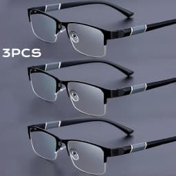 3PCS Blue Light Blocking Reading Glasses Men Half-frame Glasses Business Male Eyeglasses For Old People Glasses With Grade +100