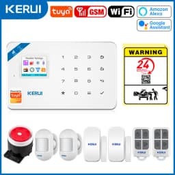 KERUI W181 Tuya Smart WIFI GSM Security Alarm System Works With Alexa Home Burglar Motion Detector Door Sensor Outdooor Camera