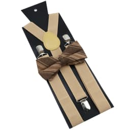 Cotton Brown Plaid Bowtie Suspender Set Elastic Braces Men Black Grey Butterfly Straps Wedding Dress Suit Skirt Accessories Gift