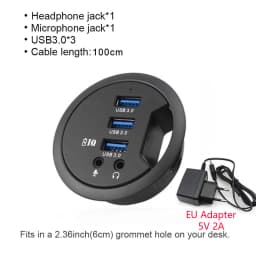 USB HUB Mount In Desk HUBs USB 3.0/2.0 HUB With SD/TF Card Reader External Stereo Sound Type C Port For PC/Tablet USB Splitter