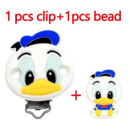 2pcs/set Silicone Cartoon Animal Pacifier Clip Molar Bead DIY Pacifier Chain Jewelry Accessories