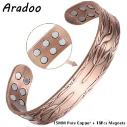 ARADOO Vintage Style Pure Copper Cuff Bracelets with 3500 Gauss Neodymium Magnetic Therapy Bangle Jewelry Gifts