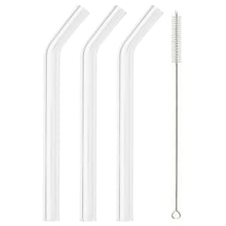 3pcs 14*200mm High Borosilicate Glass Straws Reusable Drinking Straw Set with Brush for Smoothies Bubble Tea Bar Accessories