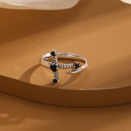 Kinitial Sword ring, Dagger ring, adjustable ring, sword jewelry, gothic ring, gothic jewelry, black CZ sword ringsword ring