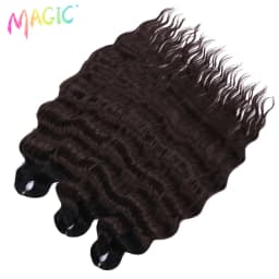 Magic 24Inch 3PCS Loose Wave Synthetic Crochet Hair Bundles Copper Red Heat Resistant Hair Extensions For Women Braiding Styling