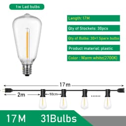 ST38 Festoon 220V LED Globe String Light Fairy LED Outdoor For Birthday Party Garden Decor Garland Lamp Street Patio Backyard