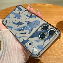Shark Turtle Phone Case For iPhone 17e 17 Pro 16 15 Pro Max 14 13 12 Pro 11 Shockproof Soft Silicone Transparent Anti-fall Cover