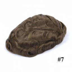 Men Toupee Full PU 0.12-0.14cm ISKIN With Knots Men's Capillary Prosthesis Real Indian Human Hair Wig Wave Straight Hairpiece