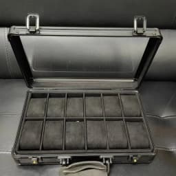 12 Slots Aluminum Jewelry Storage Box with Window, Clear Top Light Luxury Watch Case Organizer for Watches Briefcase