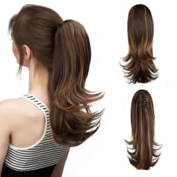 Synthetic Claw Clip In Ponytail Hair Extensions 14 Inch Wavy Hairpiece Fake Blonde Black Hair False Pigtail With Elastic Band
