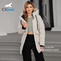 ICEbear Women's Winter Padded Jacket 2024 Hooded Zipper Warm Stylish Coat GWD3781I