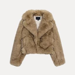 Artificial Fur Effect Short Coat Women's Autumn 2025 New Style V-Neck Long Sleeve Standard Fit Jacket by Zadata for Daily Use