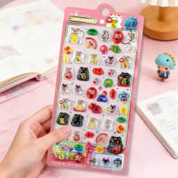 2 pcs Japanese Style Lucky Cat Drop 3D Relief Stickers Scrapbooking Diy Journal Stationery Sticker Deco School Supplies Gift