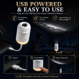 2 in 1 Galaxy Projector Night Light HD Starry Sky Projector Lamp USB Mini Star Lights Car Home Atmosphere Decor with Multi Films