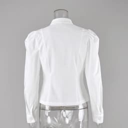 2026 New Chinese Frog Button Stand Collar Slim Blouse Puff Sleeve Linen Shirt Elegant Commute Y2K White Women Daily Fit Top
