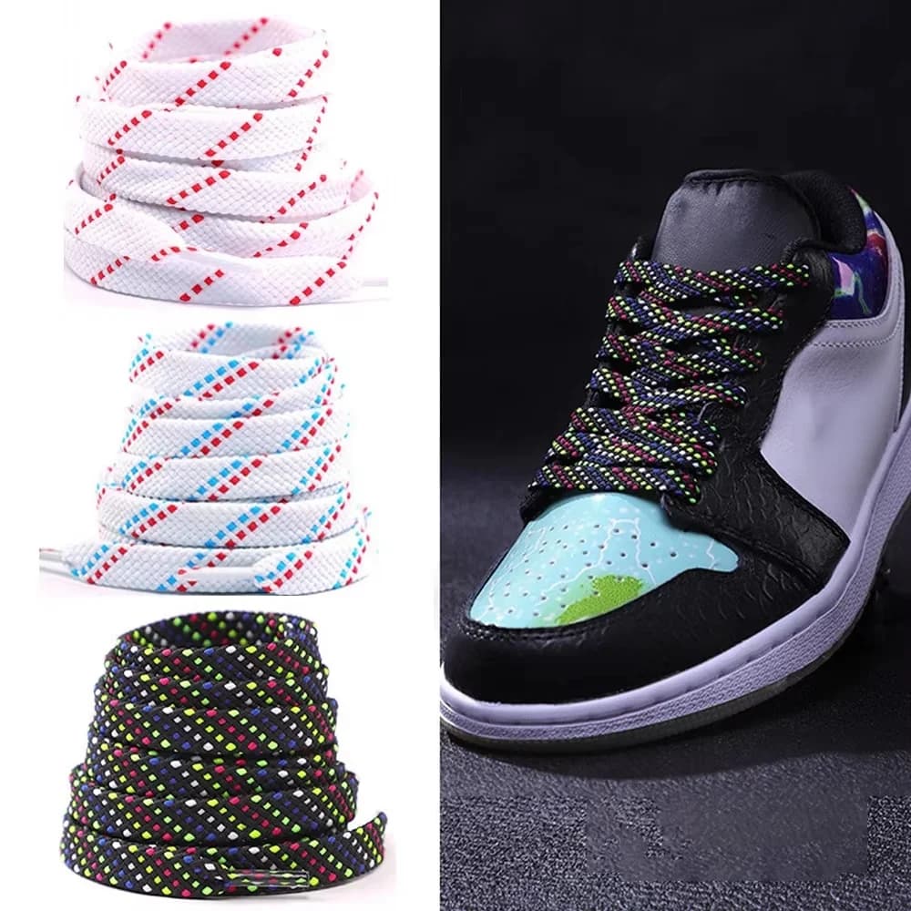 New Twill Two-Tone Shoelaces for Sneakers Flat Shoelace Pattern Premium Colorful Shoe Laces Athletic Unisex Shoestring 1pair