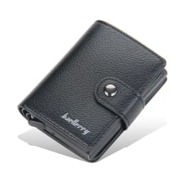 Baellerry New RFID Card Holder Short Men Wallets Name Engraved Brand Male Purse Luxury PU Leather Small Men's Popup Wallet
