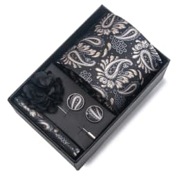 2025 New Design Brand 8 cm Blue Striped Tie Handkerchief Cufflink Brooch Set Man Gift Box Wedding Gift Fit Formal Party