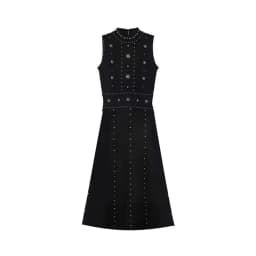 Elegant Slim Long Sleeveless Beaded Black Dress for Women Sexy Vintage Fashion Party Dress Hot Sale Female Vestidos De Festa