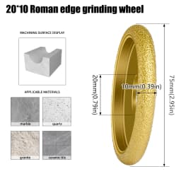 Brazed Stone Edge Grinding Wheel Diamond Roman Wheel Grinding Wheel Tile Marble Grooving and Edge Grinding Tools