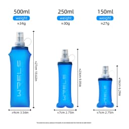 WRELS Running Water Bottle Soft Flask Folding Collapsible Water Bottle TPU BPA-Free Camping Hiking Travel Folding Water Bottle