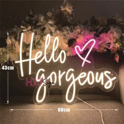 60cm Neon Sign Lights Hello Gorgeous Neon LED Sign Girl Room Decor BedroomWedding Decor Wall Hanging Decor For Salon Party Bar