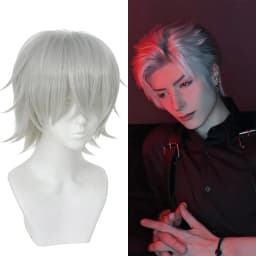 35cm Short Black Spiky Cosplay Wig Pre-Teased Crown Heat Resistant Synthetic Wig Layered Flipped-out Universal Anime Wig