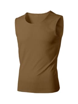 Men's Vertical Ribbed Sleeveless Tank Top Stretch Crew Neck Breathable Athletic Gym Workout Casual Summer Vest Tops