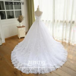 BEPEITHY Customized Gorgeous Wedding Dresses V Neck Lace For Women Plus Size White Ivory Sleeveless Crystal 2026 Bridal Gown New