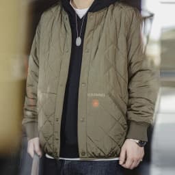 Maden Casual Quilted Baseball Jacket Thick Warm Padded Coat Green Vintage Outerwear for Men's Winter Versatile Coat with Pockets