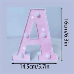 1PC 16cm Pink Glitter LED Letter&Number Lights Battery Powered Decorative Lights For Wedding,Proposal,Birthday,Party,Photo Props