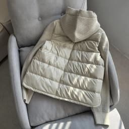 White Duck down Knitted Short Puffer Jacket Women's Lightweight Fashionable Winter Coat with Hat Knot Element