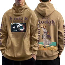 Spring and Autumn Men's Kodak Film Camera Pattern High Collar Hoodie Couple Casual Street Wear Kodak Girls' Hoodie Loose Hoodie