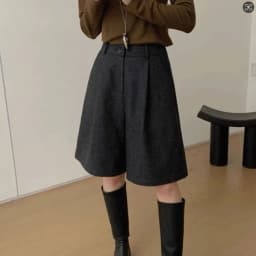Chic Women Thicken Warm Loose Pockets Faux Woolen Straight Shorts 2025 Autumn Winter High Waist Ladies Wide Leg Shorts N190