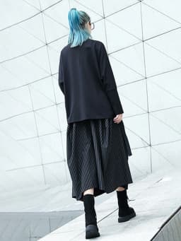 [EAM] High Elastic Waist Black Striped Long Wide Leg Casual Pants New Trousers Women Fashion Tide Spring Autumn 2026 1DH8290