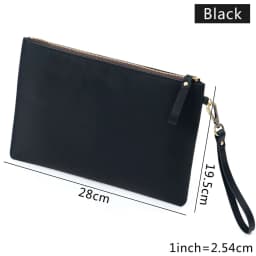 Genuine Leather Vintage Document Organizer Pouch with Zipper Slim File Papers Holder for IPad Mini & Smartphone Travel Office