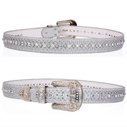 Punk rock ladies belt luxury Rhinestone shiny button PU decorated Y2K belt retro men's jeans belt