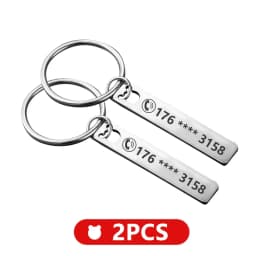 Stainless Steel Anti-lost  Customized Phone Number Key Chain for Women Men Personalized Laser Engraved Names  Bar Key Ring