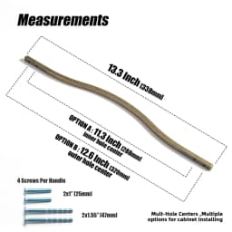 Goo-Ki Low Profile Antique Brass Cabinet Pulls Double Hole Centers(11.4''/12.6'') Zinc Alloy Handle for Drawer Cupboard Wardrobe