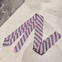 Women's Retro Wine Red Striped Necktie Hand-tied Scarf Neck Accessory Paired Stylish Distinctive Jeans Belt Layering Accessory