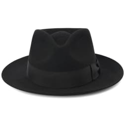 Big Head Men's Vintage Style 100% Wool Fedora Hat , Black Brown Grey Coffee Blue Color 6cm Brim Party Dress Classic Felt Hat