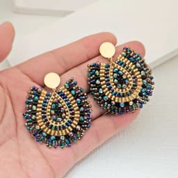 Rice bead earrings Water drop Originality Colour Crystal Design Hand knitting Bohemia Alloy Fashion Simple Beaded earrings