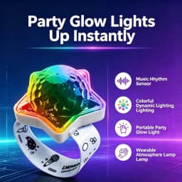 RGB Disco Wrist Projector Light 4‑Pack Rechargeable Wearable 360° Dynamic Color Projection Night Light For Festival Dance Party